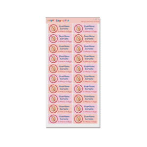 Alternative view of Allergy Name Labels -No Eggs
