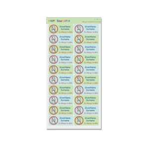 Allergy Name Labels -No Milk